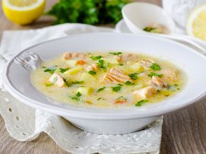 сливочный суп с лососем